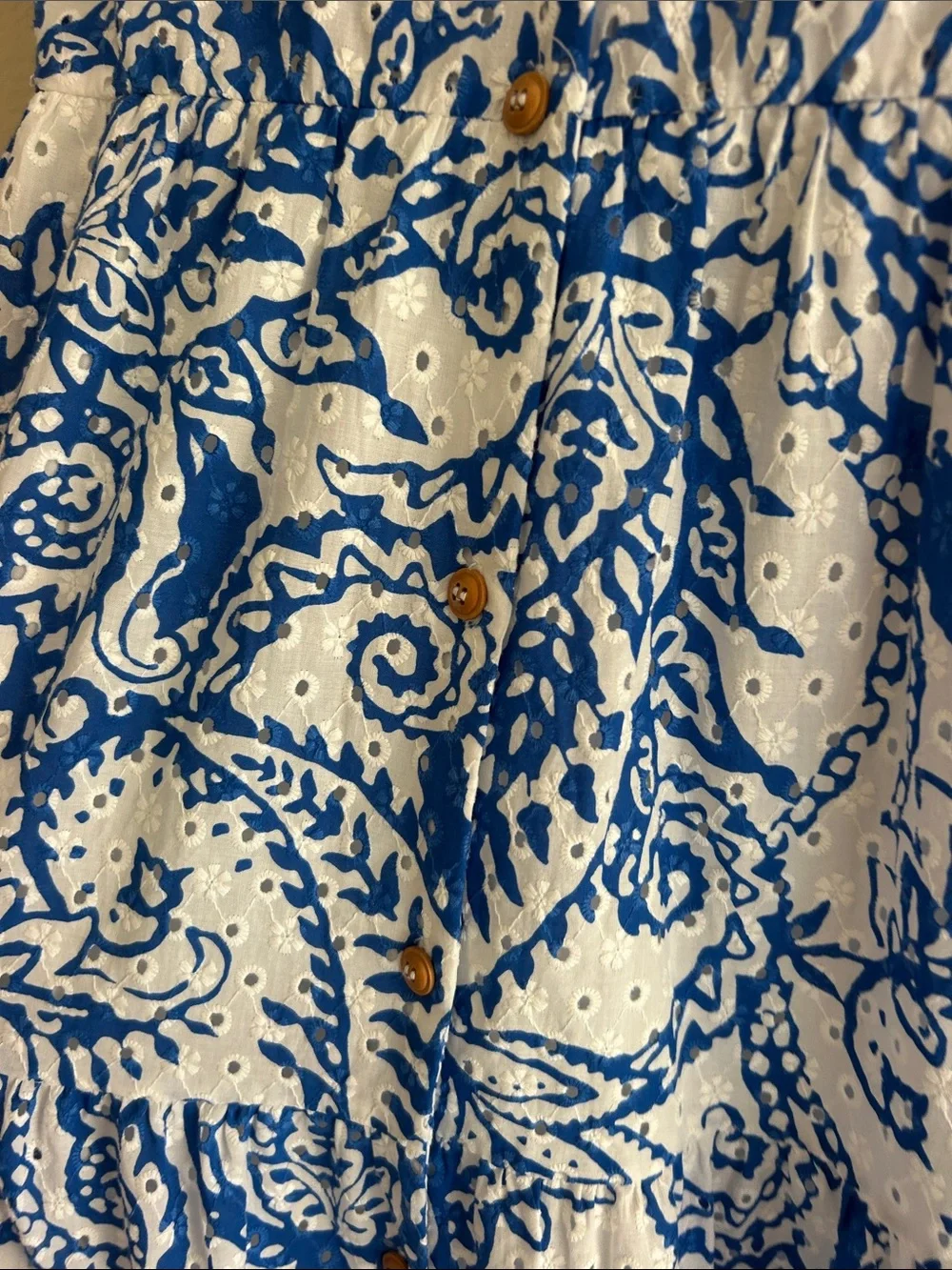 Zara White and Blue Paisley Midi Dress